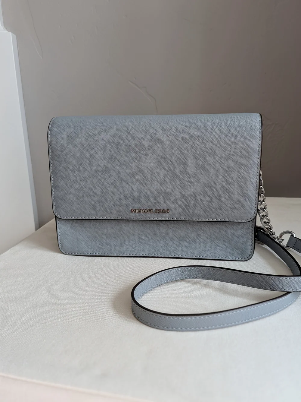 Michael Kors Light Blue Saffiano Leather Crossbody Bag